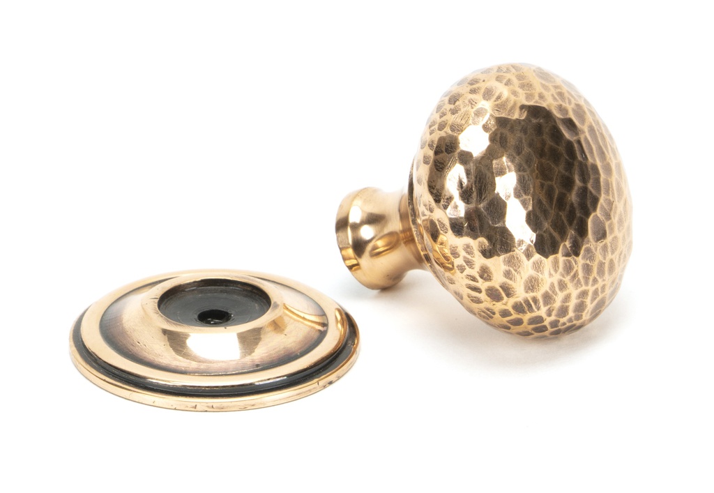 Polished Bronze Hammered Mushroom Cabinet Knob 38mm in-situ