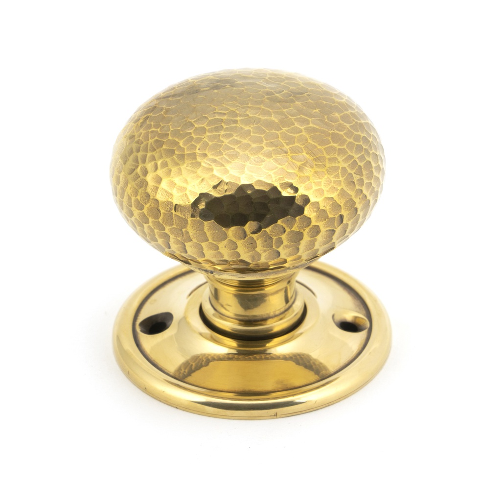 Aged Brass Hammered Mushroom Mortice/Rim Knob Set in-situ