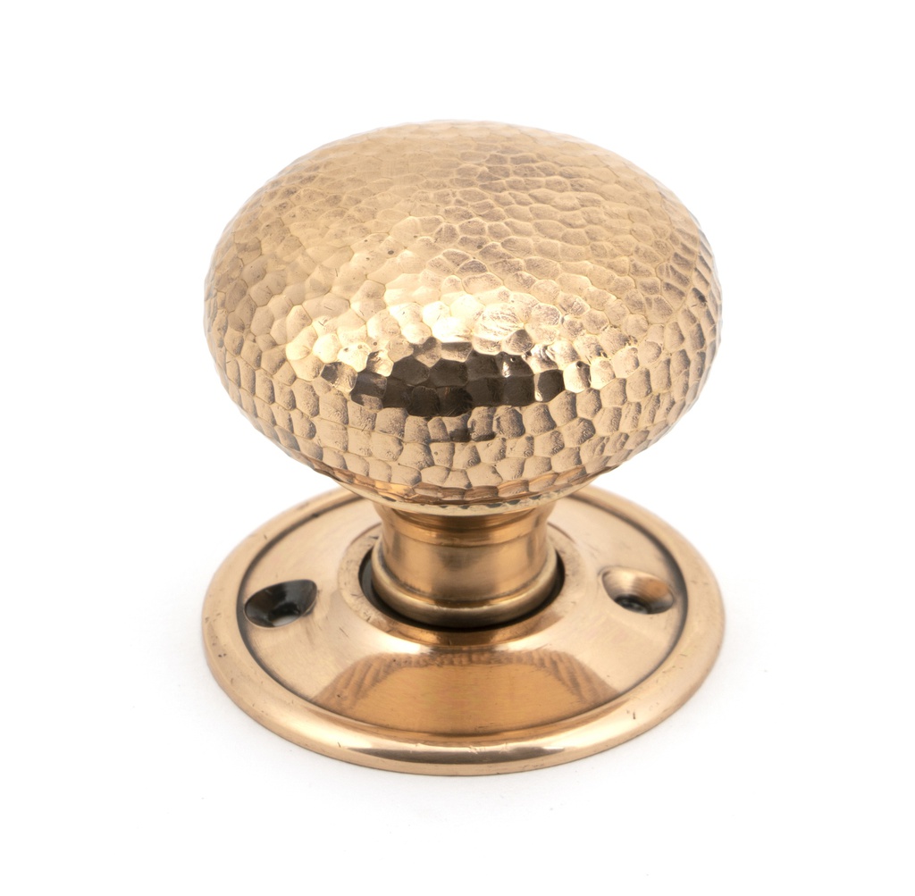 Polished Bronze Hammered Mushroom Mortice/Rim Knob Set in-situ