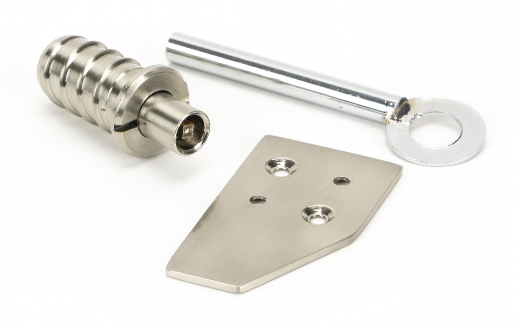 Polished Nickel Key-Flush Sash Stop in-situ