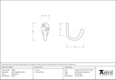 Aged Bronze Celtic Single Robe Hook - 46306 - Technical Drawing