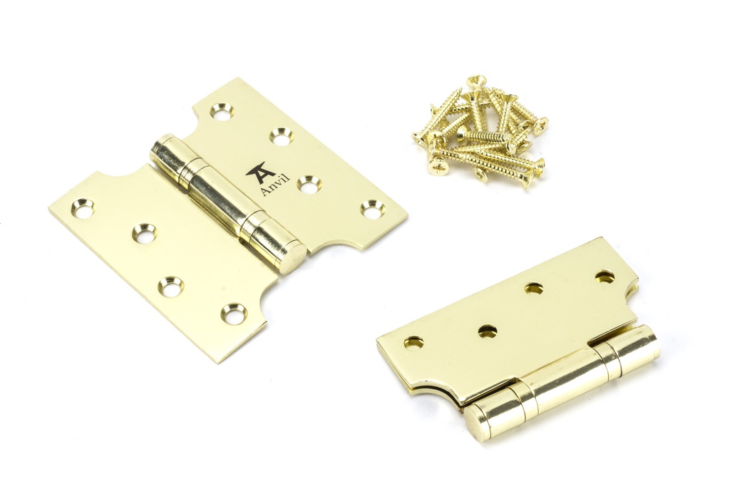 Polished Brass 4&quot; x 2&quot; x 4&quot;  Parliament Hinge (pair) ss in-situ