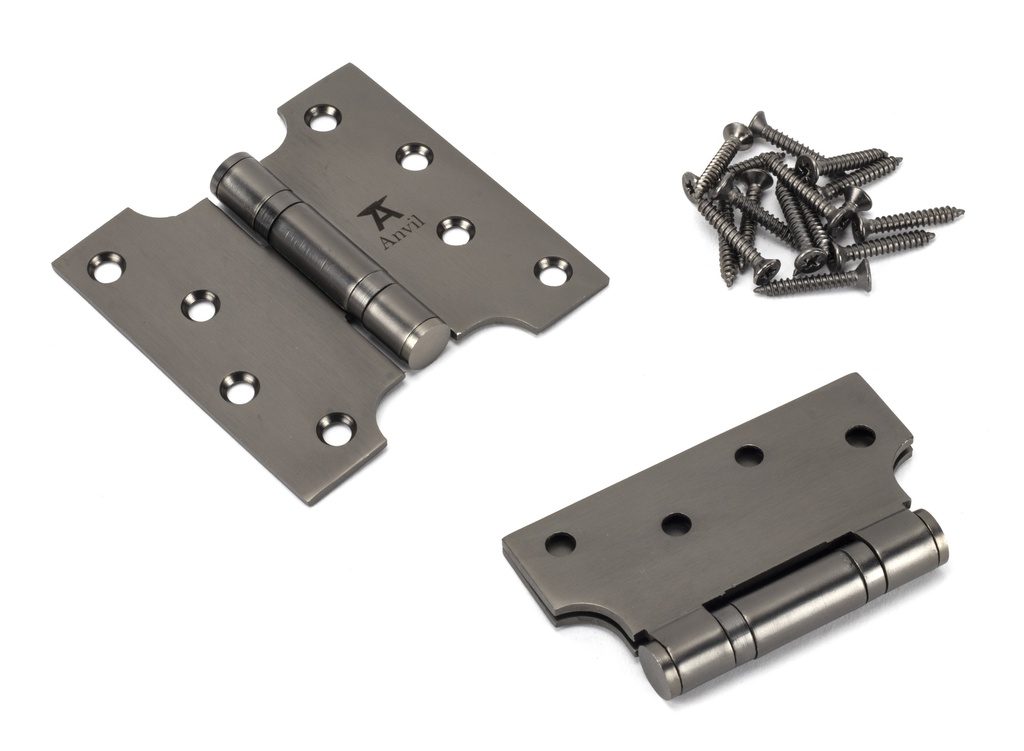 Aged Bronze 4" x 2" x 4"  Parliament Hinge (pair) ss in-situ