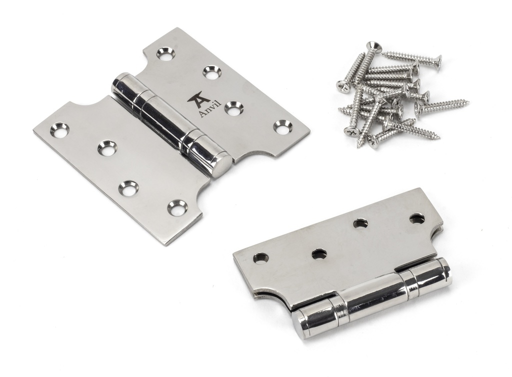 Polished SS 4" x 2" x 4"  Parliament Hinge (pair) in-situ