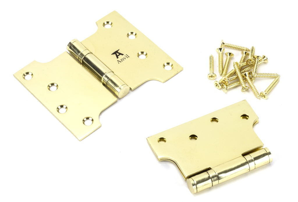Polished Brass 4" x 3" x 5"  Parliament Hinge (pair) ss in-situ