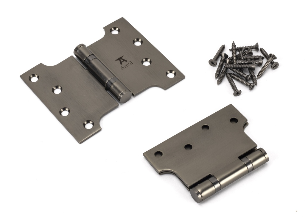 Aged Bronze 4" x 3" x 5"  Parliament Hinge (pair) ss in-situ