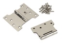Polished Nickel 4&quot; x 3&quot; x 5&quot;  Parliament Hinge (pair) ss in-situ