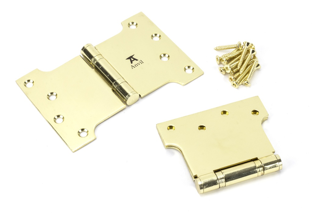 Polished Brass 4&quot; x 4&quot; x 6&quot;  Parliament Hinge (pair) ss in-situ