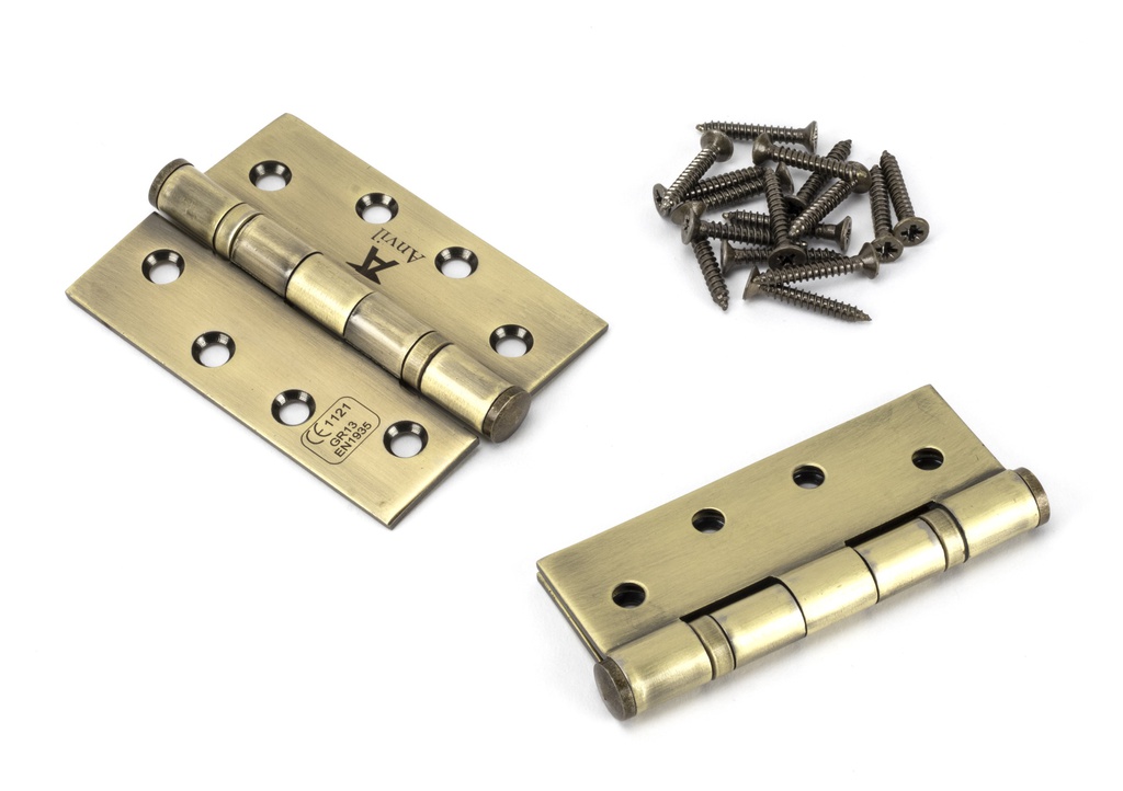 Aged Brass 4" Ball Bearing Butt Hinge (pair) ss in-situ