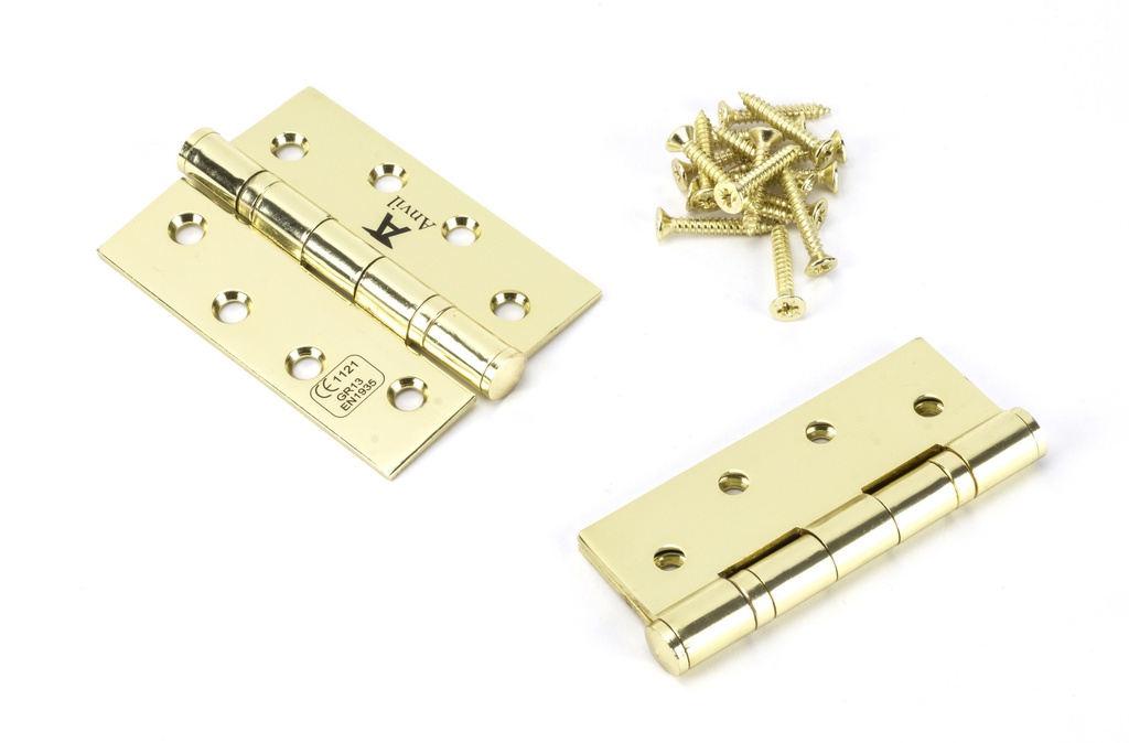 Polished Brass 4" Ball Bearing Butt Hinge (pair) ss in-situ