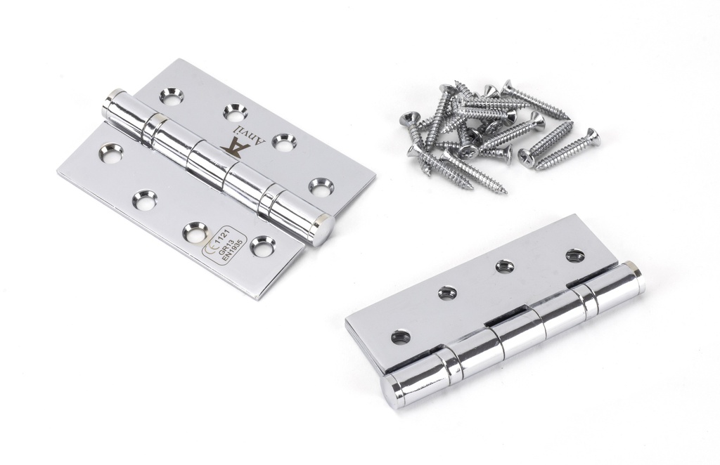 Polished Chrome 4" Ball Bearing Butt Hinge (pair) ss in-situ