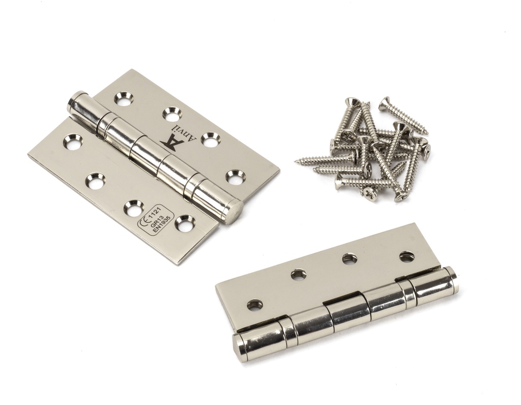 Polished Nickel 4" Ball Bearing Butt Hinge (pair) ss in-situ