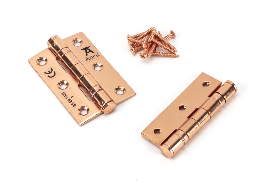 Polished Bronze 3" Ball Bearing Butt Hinge (pair) ss in-situ