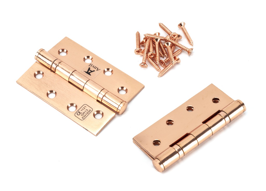 Polished Bronze 4" Ball Bearing Butt Hinge (pair) ss in-situ