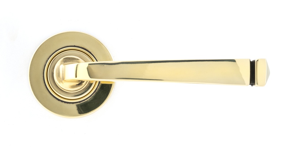 Aged Brass Avon Round Lever on Rose Set (Plain) in-situ