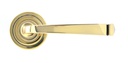 Aged Brass Avon Round Lever on Rose Set (Art Deco) in-situ