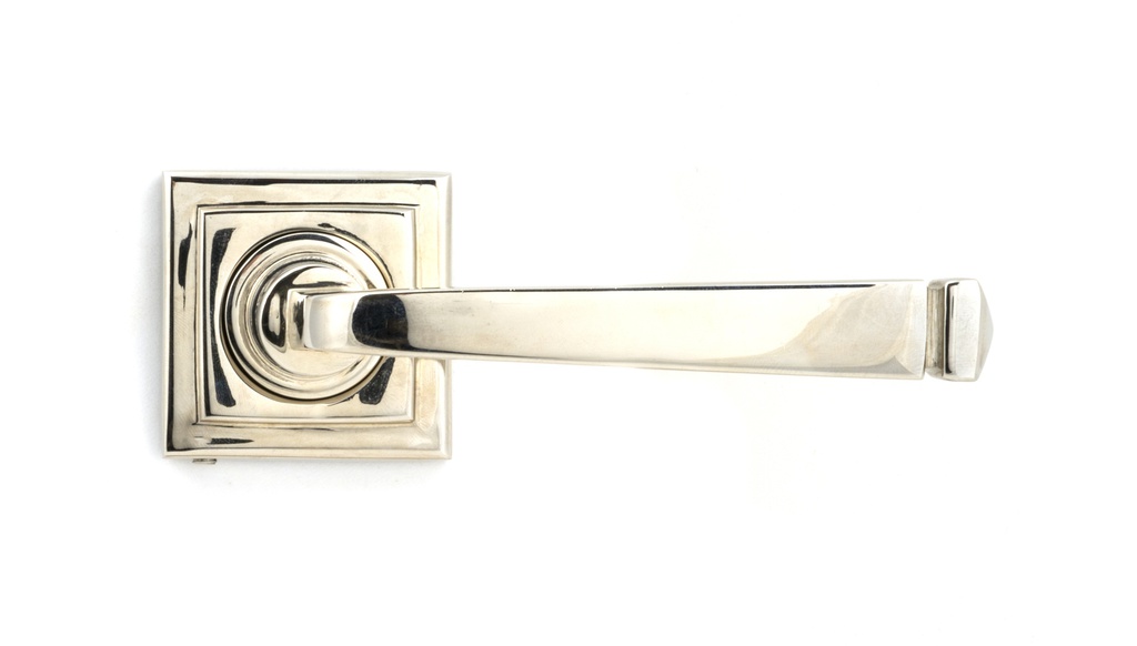 Polished Nickel Avon Round Lever on Rose Set (Square) in-situ