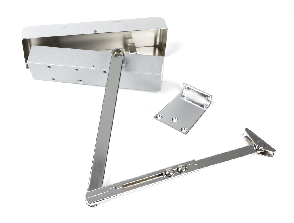 Polished Chrome Size 2-5 Door Closer &amp; Cover in-situ