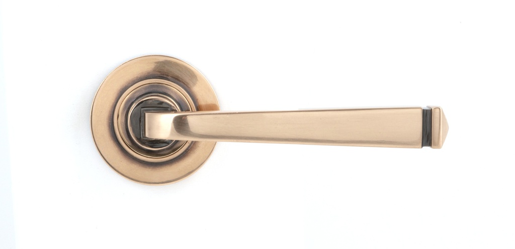 Polished Bronze Avon Round Lever on Rose Set (Plain) in-situ