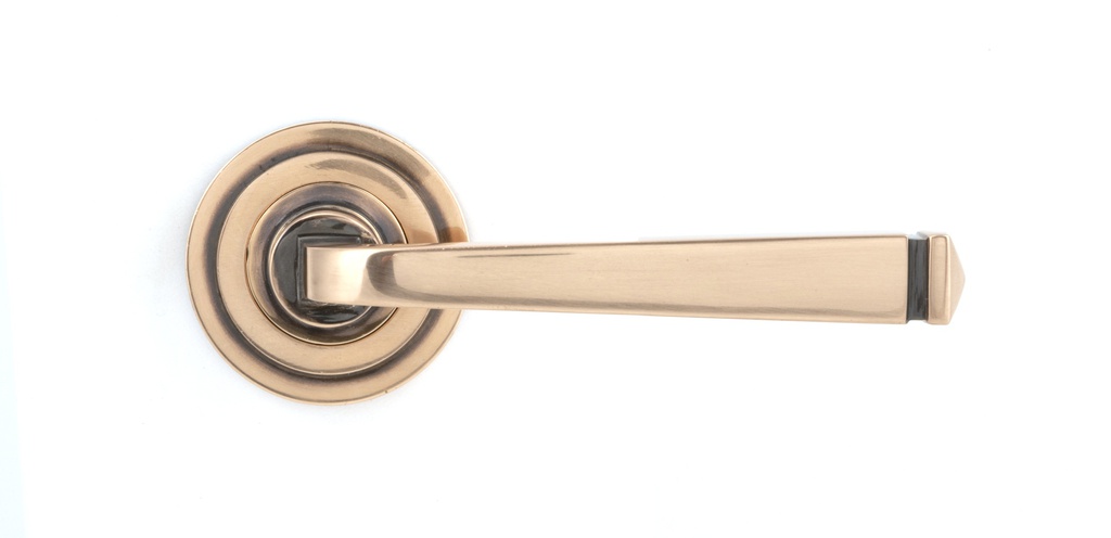 Polished Bronze Avon Round Lever on Rose Set (Art Deco) in-situ