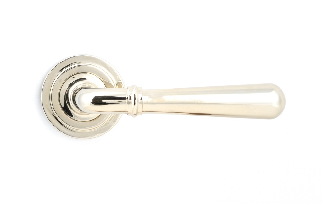 Polished Nickel Newbury Lever on Rose Set (Art Deco) in-situ