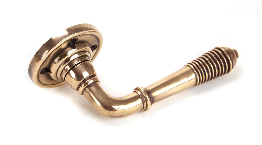 Polished Bronze Reeded Lever on Rose Set - Unsprung in-situ