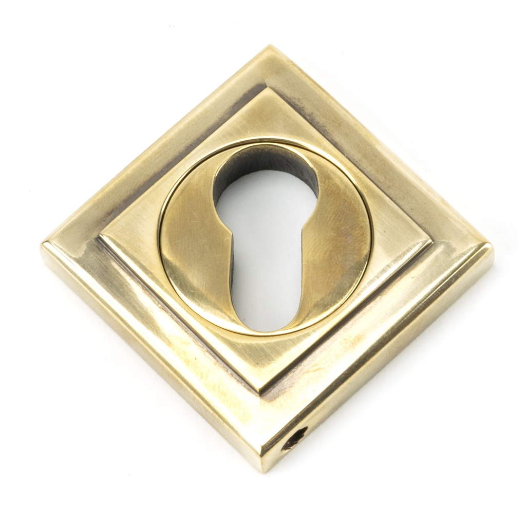 Aged Brass Round Euro Escutcheon (Square) in-situ