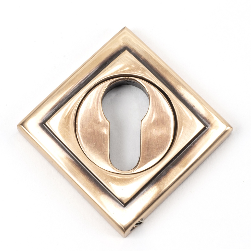 Polished Bronze Round Euro Escutcheon (Square) in-situ