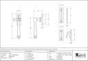 Aged Bronze Locking Avon Fastener - 90410 - Technical Drawing