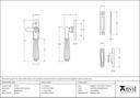 Aged Bronze Locking Hinton Fastener - 45342 - Technical Drawing