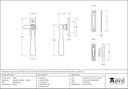 Aged Bronze Locking Newbury Fastener - 91462 - Technical Drawing