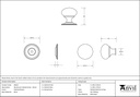 Aged Bronze Mushroom Cabinet Knob 32mm - 90345 - Technical Drawing