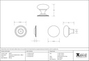 Aged Bronze Mushroom Cabinet Knob 38mm - 90344 - Technical Drawing