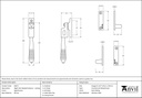 Aged Bronze Night-Vent Locking Reeded Fastener - 83971 - Technical Drawing