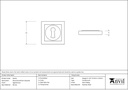 Aged Bronze Round Escutcheon (Square) - 46116 - Technical Drawing