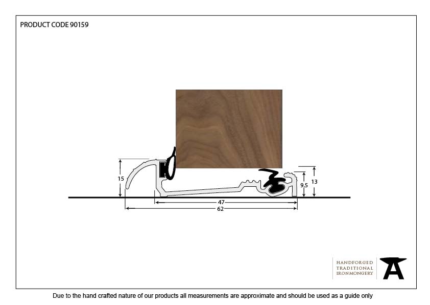 Aluminium 1219mm Macclex 15/2 Threshold - 90159 - Technical Drawing