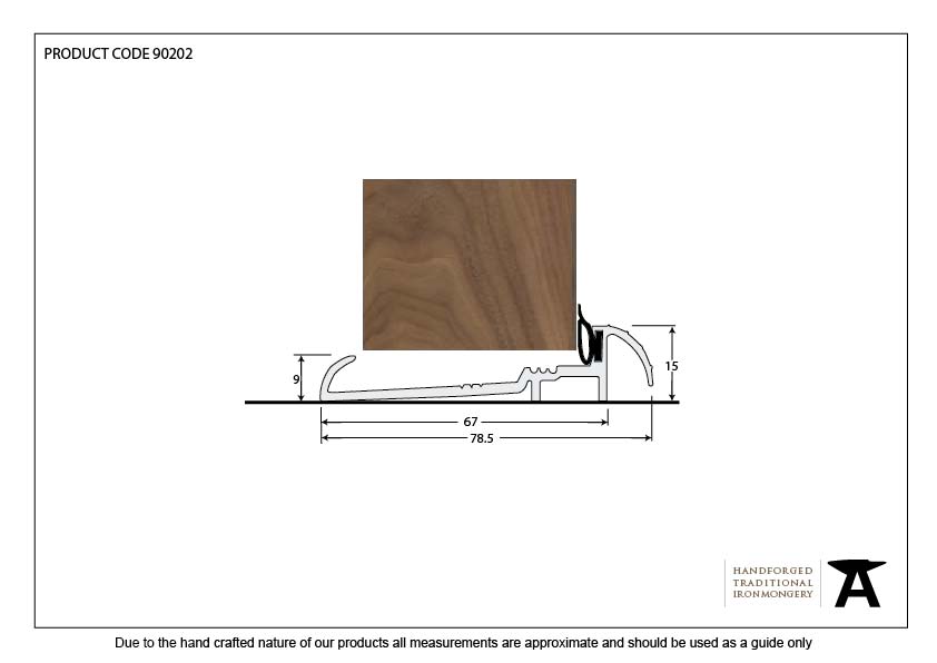 Aluminium 1219mm OUM/6 Threshold - 90202 - Technical Drawing