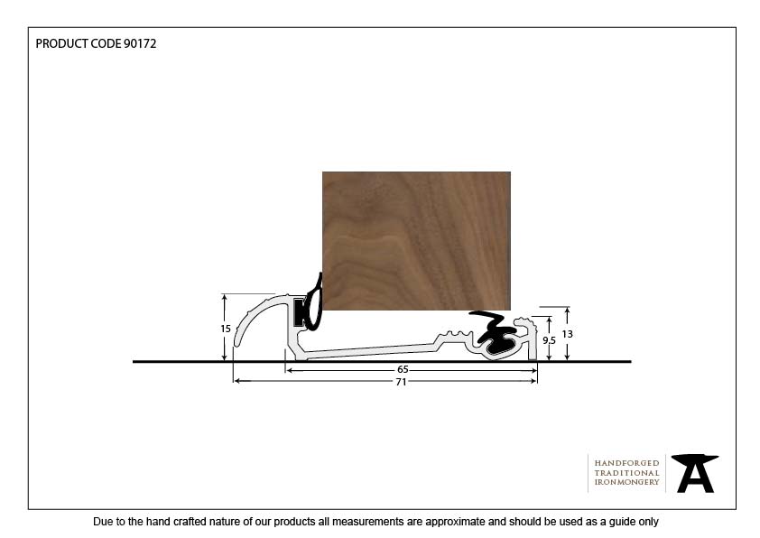 Aluminium 1829mm Macclex 15/56 Threshold - 90172 - Technical Drawing