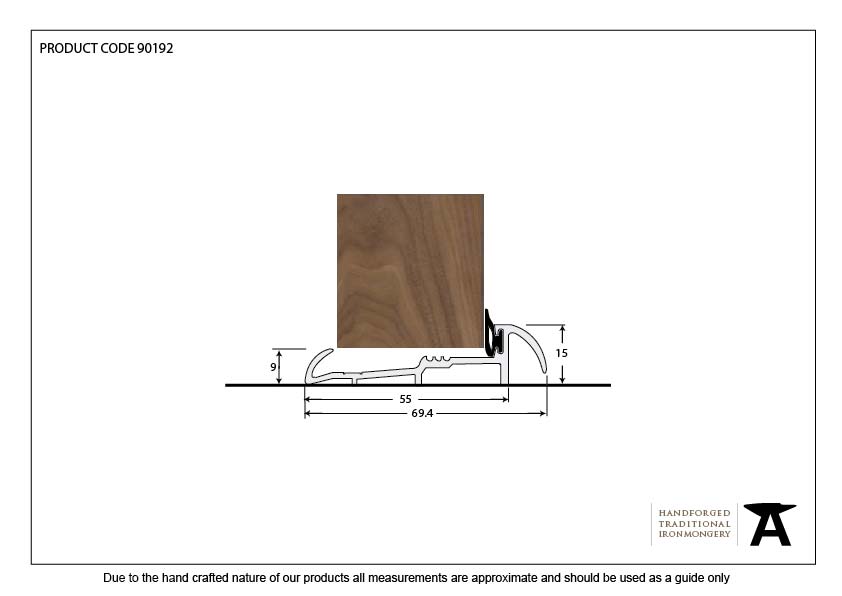 Aluminium 1829mm OUM/4 Threshold - 90192 - Technical Drawing