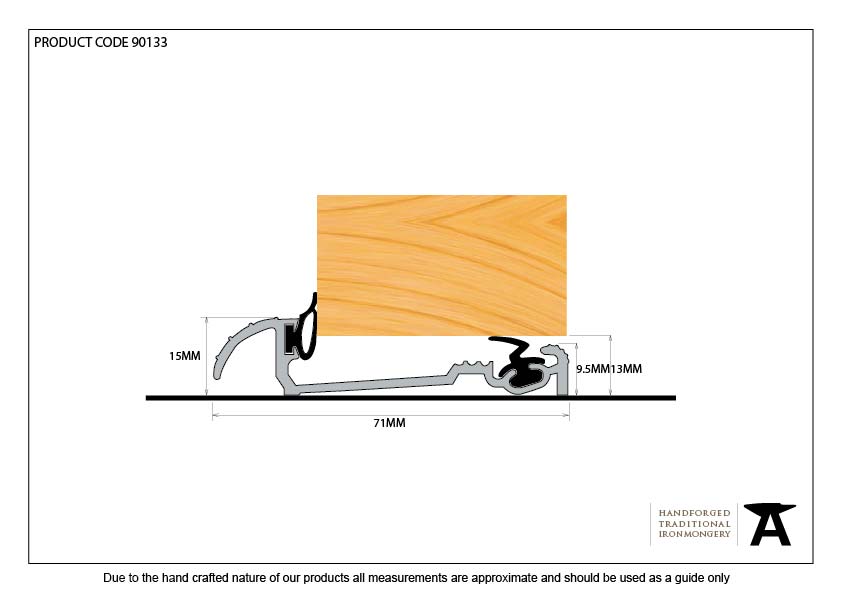 Aluminium 914mm Macclex 15/56 Threshold - 90133 - Technical Drawing