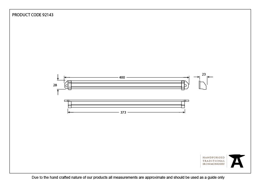 Aluminium Large Canopy 400mm - 92143 - Technical Drawing