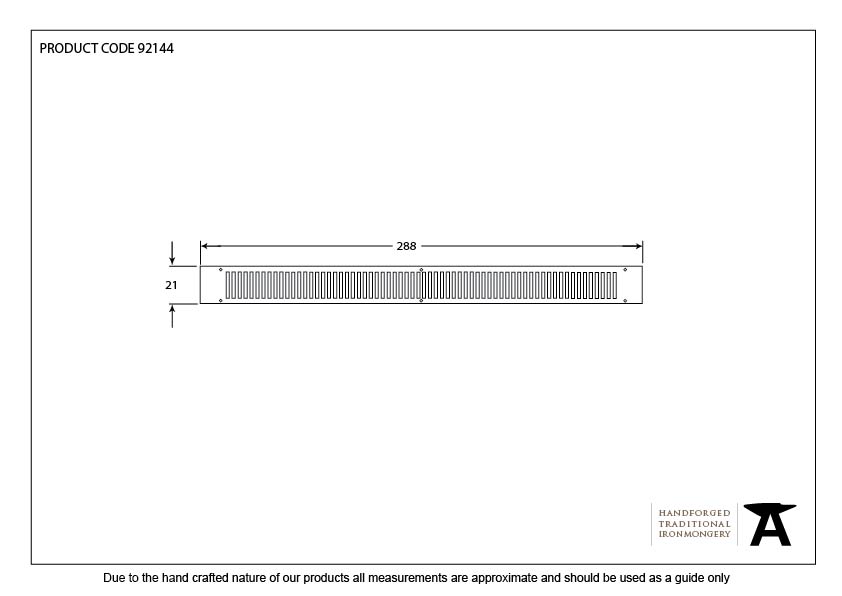 Aluminium Small/Medium Grill 288mm - 92144 - Technical Drawing