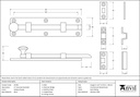 Antique Pewter 6&quot; Universal Bolt - 45799 - Technical Drawing