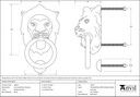 Antique Pewter Lion Head Knocker - 33019 - Technical Drawing