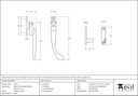 Antique Pewter Night-Vent Locking Peardrop Fastener - RH - 45913 - Technical Drawing