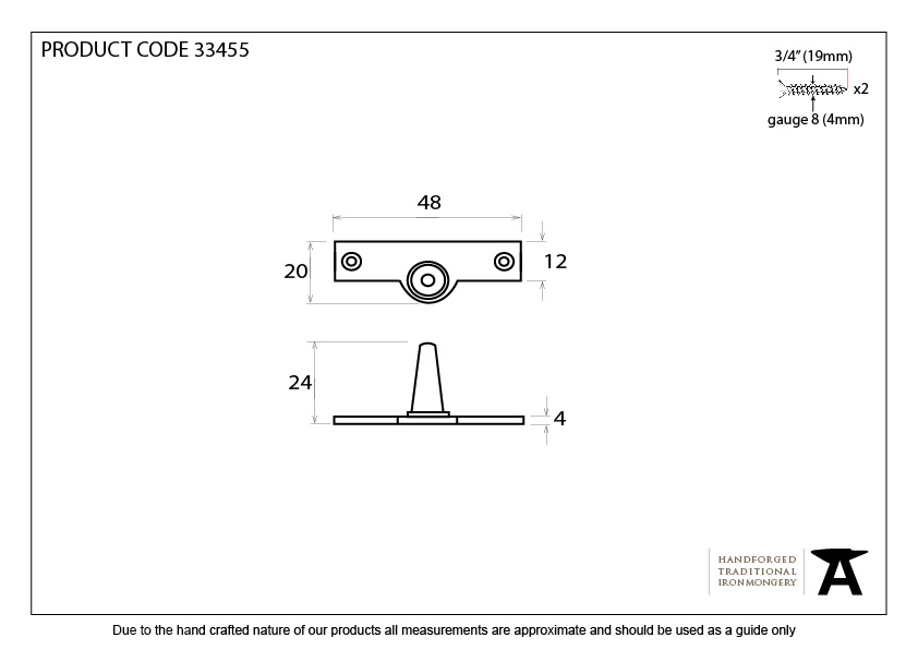 Antique Pewter Offset Stay Pin - 33455 - Technical Drawing