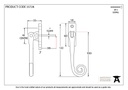 Antique Pewter Slim Monkeytail Espag - RH - 33728 - Technical Drawing