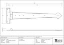 Beeswax 22" Arrow Head T Hinge (pair) - 33844 - Technical Drawing