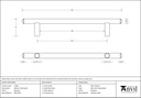 Beeswax 400mm Pull Handle - 73186 - Technical Drawing
