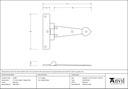 Beeswax 4&quot; Arrow Head T Hinge (pair) - 33208 - Technical Drawing